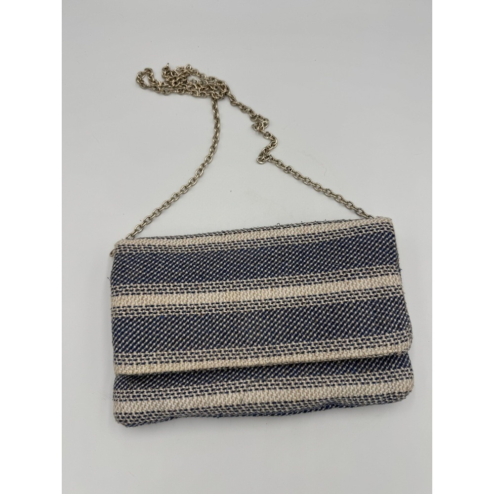 Market & Spruce Elissa Clutch Blue And White Weave Crossbody Bag